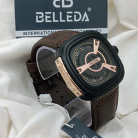 Belleda Men's Leather Strap Watch - Seven Friday Model