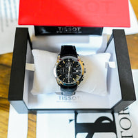 Chronograph Branded Men's Watch - Black Leather Strap