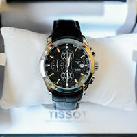 Chronograph Branded Men's Watch - Black Leather Strap